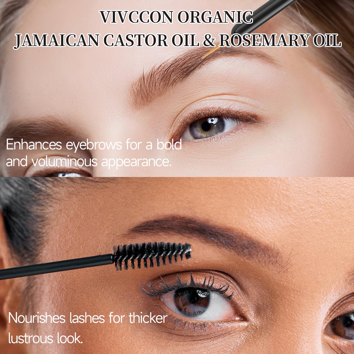 Vivccon Jamaican Castor Oil & Rosemary Oil 2 Packs with Gua Sha Tools, Black Castor Oil for Hair Growth & Body Massage, 100% Pure, Natural, Cold Pressed Hair Oils